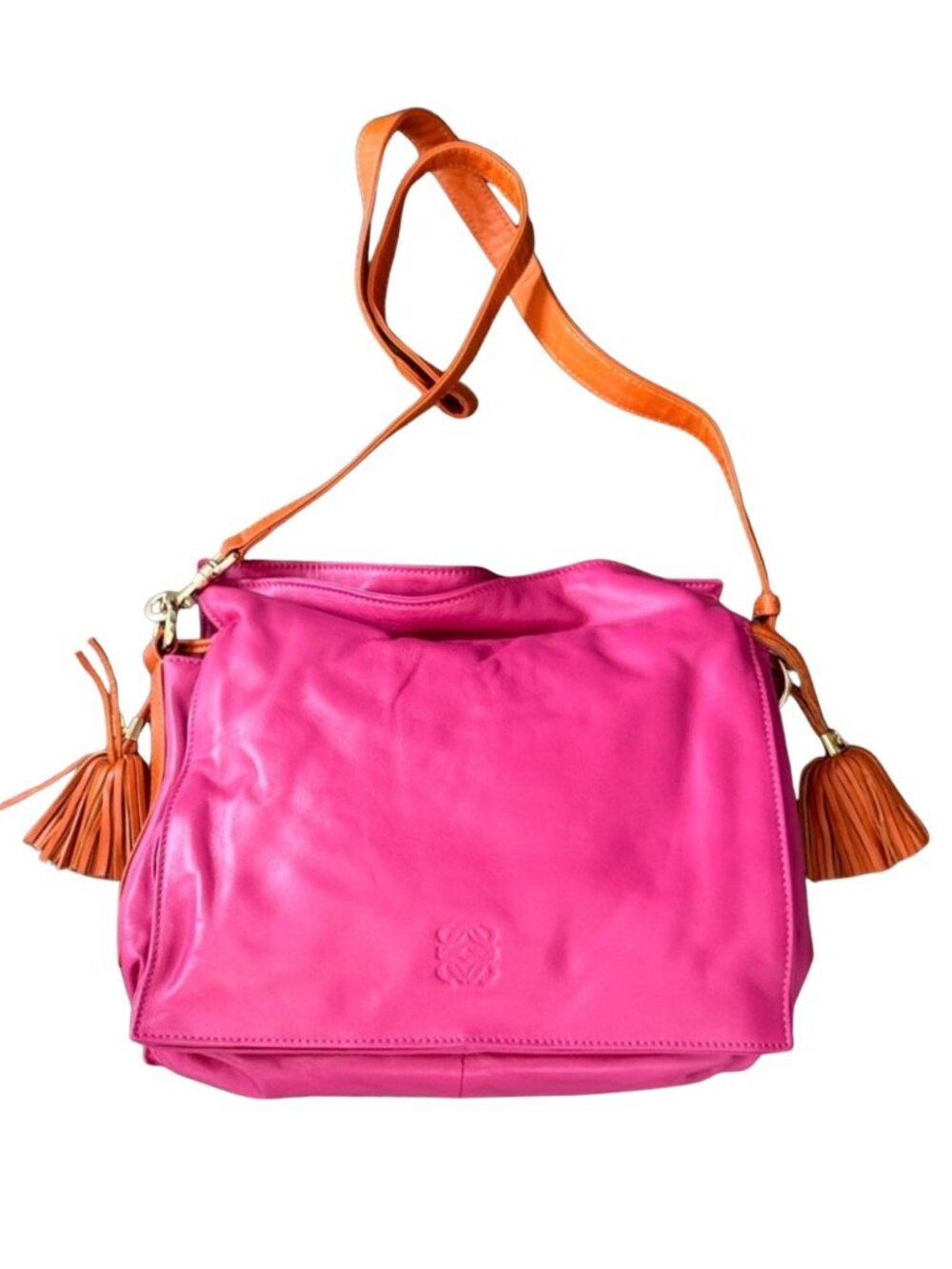 LOEWE Napa Flamenco Leather Crossbody Bag with Tassels | Pink - Picture 9 of 12